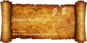 Jeges Balázs névjegykártya